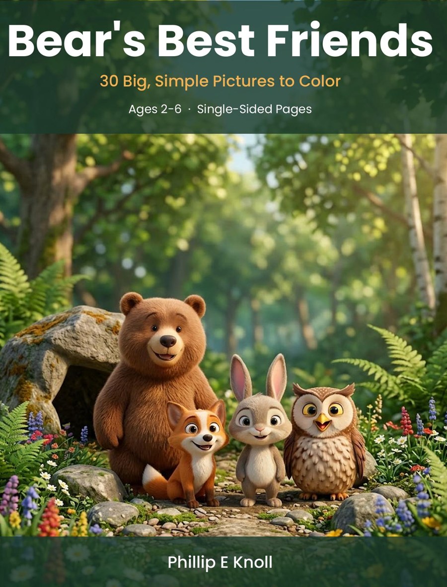 Bear's Best Friends: 30 Big, Simple Pictures to Color for Kids Ages 2-6