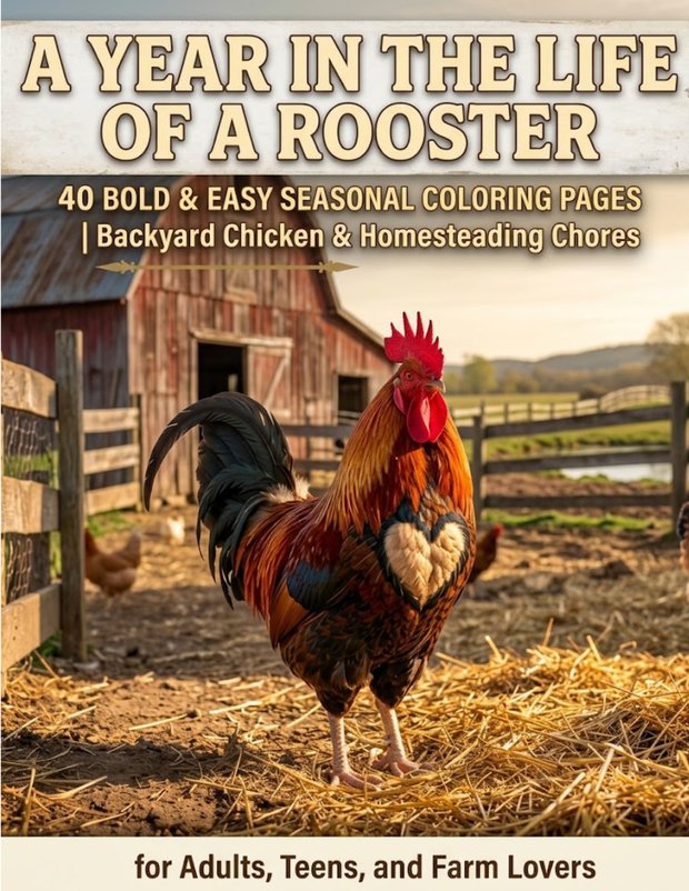 A Year in the Life of a Rooster coloring book cover